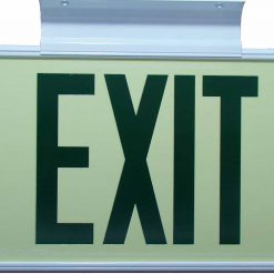 EXIT Sign. Green Lettering, 75 Feet, Double Sided with White Frame & White Mount (75G-DWW) Cable Protector Works - Elasco Wheel Chocks, Cable Protectors and Cable Ramps Cable Protectors