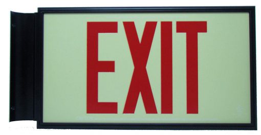 EXIT Sign. Red Lettering, 75 Feet, Double Sided with Black Frame & Black Mount (75R-DBB) Cable Protector Works - Elasco Wheel Chocks, Cable Protectors and Cable Ramps Cable Protectors