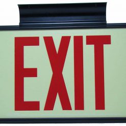 EXIT Sign. Red Lettering, 75 Feet, Double Sided with Black Frame & Black Mount (75R-DBB) Cable Protector Works - Elasco Wheel Chocks, Cable Protectors and Cable Ramps Cable Protectors