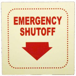 Emergency ShutOff 7.5" x 7.5" Square – Glow in The Dark Emergency Fire Safety Sign Cable Protector Works - Elasco Wheel Chocks, Cable Protectors and Cable Ramps Cable Protectors