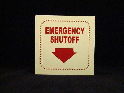 Emergency ShutOff 7.5" x 7.5" Square – Glow in The Dark Emergency Fire Safety Sign Cable Protector Works - Elasco Wheel Chocks, Cable Protectors and Cable Ramps Cable Protectors