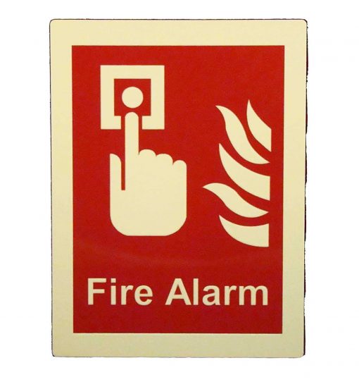 Fire Alarm Wording with Button, Flames 8" x 6", Glow in The Dark Border Emergency Fire Safety Sign Cable Protector Works - Elasco Wheel Chocks, Cable Protectors and Cable Ramps Cable Protectors