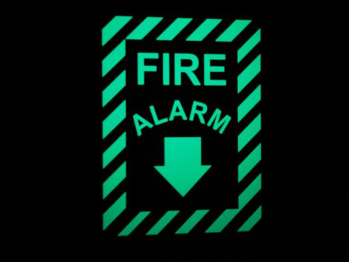 Fire Alarm with Down Arrow 12" x 9" Emergency Fire Safety Sign Cable Protector Works - Elasco Wheel Chocks, Cable Protectors and Cable Ramps Cable Protectors