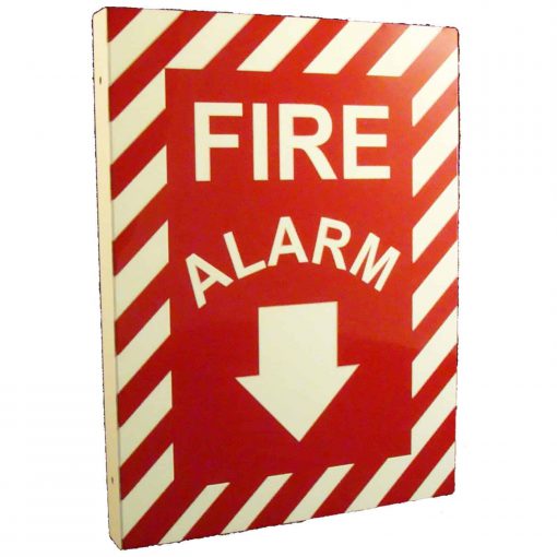 Fire Alarm with Down Arrow Double Sided, Side Mount Flap 12" x 9" Emergency Fire Safety Sign Cable Protector Works - Elasco Wheel Chocks, Cable Protectors and Cable Ramps Cable Protectors