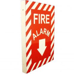 Fire Alarm with Down Arrow Double Sided, Side Mount Flap 12" x 9" Emergency Fire Safety Sign Cable Protector Works - Elasco Wheel Chocks, Cable Protectors and Cable Ramps Cable Protectors