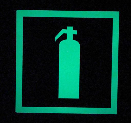 Fire Extinguisher Sign 8" x 8" Square, Red, with Glow in The Dark Border Emergency Fire Safety Sign Cable Protector Works - Elasco Wheel Chocks, Cable Protectors and Cable Ramps Cable Protectors