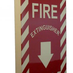 Fire Extinguisher with Down Arrow Double Sided, Side Mount Flap 12" x 9" Emergency Fire Safety Sign Cable Protector Works - Elasco Wheel Chocks, Cable Protectors and Cable Ramps Cable Protectors