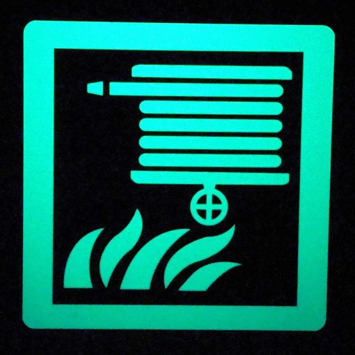 Fire Hose Reel, 6" x 6" Square, Glow in The Dark Border, Emergency Fire Safety Sign Cable Protector Works - Elasco Wheel Chocks, Cable Protectors and Cable Ramps Cable Protectors