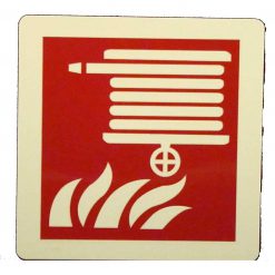 Fire Hose Reel, 6" x 6" Square, Glow in The Dark Border, Emergency Fire Safety Sign Cable Protector Works - Elasco Wheel Chocks, Cable Protectors and Cable Ramps Cable Protectors