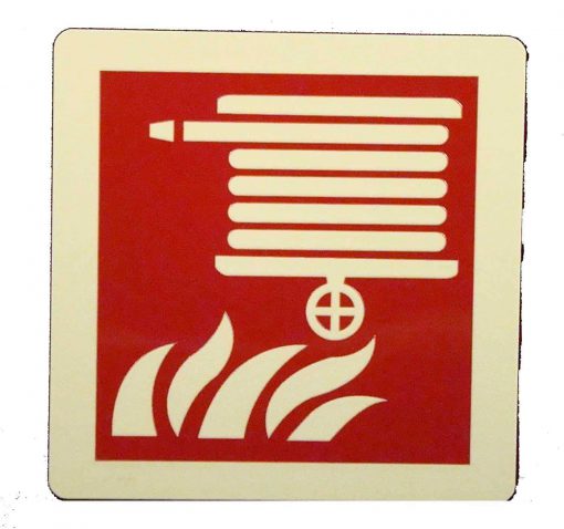 Fire Hose Reel, 6" x 6" Square, Glow in The Dark Border, Emergency Fire Safety Sign Cable Protector Works - Elasco Wheel Chocks, Cable Protectors and Cable Ramps Cable Protectors