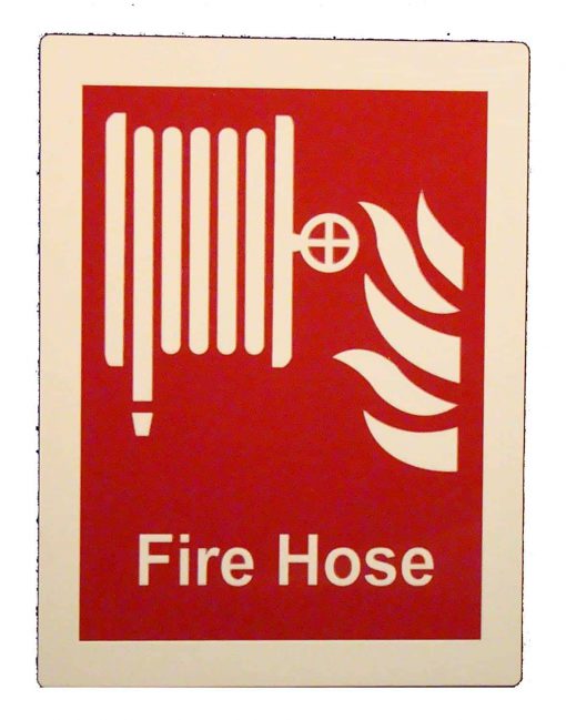 Fire Hose Reel with Wording, 8" x 6", Glow in The Dark Border Emergency Fire Safety Sign Cable Protector Works - Elasco Wheel Chocks, Cable Protectors and Cable Ramps Cable Protectors