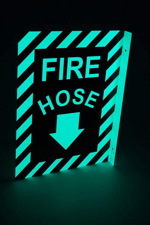 Fire Hose with Down Arrow Double Sided, Side Mount Flap 12" x 9" Emergency Fire Safety Sign Cable Protector Works - Elasco Wheel Chocks, Cable Protectors and Cable Ramps Cable Protectors