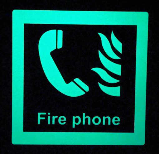 Fire Phone, 6" x 6" Square, Glow in The Dark Border, Emergency Fire Safety Sign Cable Protector Works - Elasco Wheel Chocks, Cable Protectors and Cable Ramps Cable Protectors