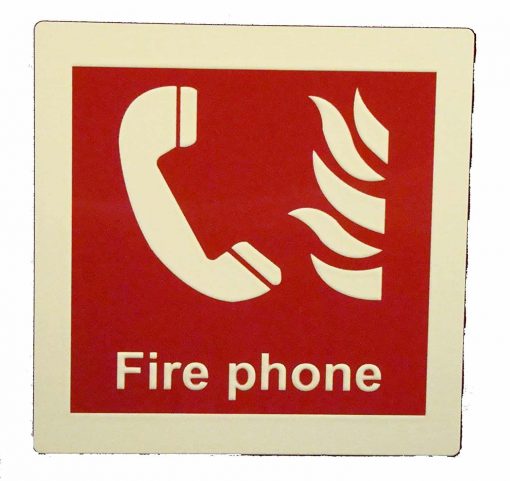 Fire Phone, 6" x 6" Square, Glow in The Dark Border, Emergency Fire Safety Sign Cable Protector Works - Elasco Wheel Chocks, Cable Protectors and Cable Ramps Cable Protectors