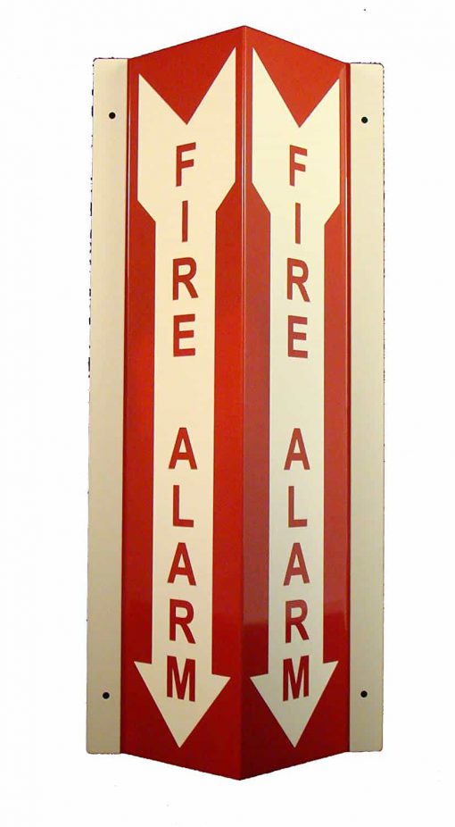 Fire Safety Sign,18"x4", Fire Alarm,Aluminum,V-Style Emergency Fire Safety Sign Cable Protector Works - Elasco Wheel Chocks, Cable Protectors and Cable Ramps Cable Protectors