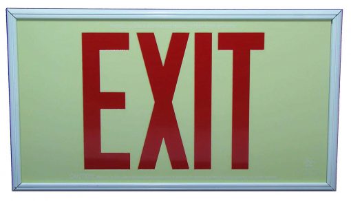 EXIT Sign. Red Lettering, 75 Feet, Single Sided with White Frame & No Mount (75R-SW-) Cable Protector Works - Elasco Wheel Chocks, Cable Protectors and Cable Ramps Cable Protectors