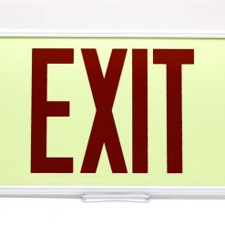 EXIT Sign. Red Lettering, 75 Feet, Single Sided with White Frame & No Mount (75R-SW-) Cable Protector Works - Elasco Wheel Chocks, Cable Protectors and Cable Ramps Cable Protectors