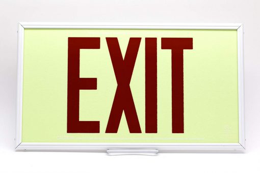 EXIT Sign. Red Lettering, 75 Feet, Single Sided with White Frame & No Mount (75R-SW-) Cable Protector Works - Elasco Wheel Chocks, Cable Protectors and Cable Ramps Cable Protectors