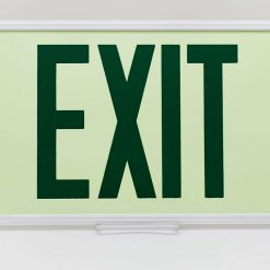 EXIT Sign. Green Lettering, 75 Feet, Single Sided with White Frame & No Mount (75G-SW-) Cable Protector Works - Elasco Wheel Chocks, Cable Protectors and Cable Ramps Cable Protectors