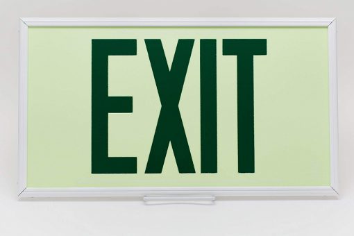 EXIT Sign. Green Lettering, 75 Feet, Single Sided with White Frame & No Mount (75G-SW-) Cable Protector Works - Elasco Wheel Chocks, Cable Protectors and Cable Ramps Cable Protectors