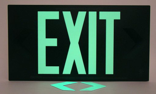 EXIT Sign. Green, 50 Feet, Single Sided with White Frame & no Mount (50G-SW-) Cable Protector Works - Elasco Wheel Chocks, Cable Protectors and Cable Ramps Cable Protectors