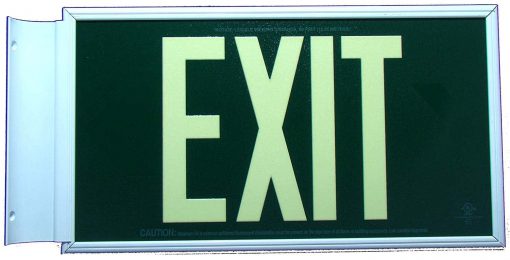 EXIT Sign. Green, 50 Feet, Double Sided with White Frame & White Mount (50G-DWW) Cable Protector Works - Elasco Wheel Chocks, Cable Protectors and Cable Ramps Cable Protectors