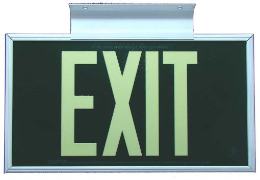 EXIT Sign. Green, 50 Feet, Double Sided with White Frame & White Mount (50G-DWW) Cable Protector Works - Elasco Wheel Chocks, Cable Protectors and Cable Ramps Cable Protectors