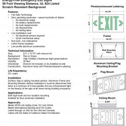 Glow in The Dark Emergency EXIT Signs Non Electric UL Listed Industrial Grade PhotoLuminescent Green  Feet G BHLMD