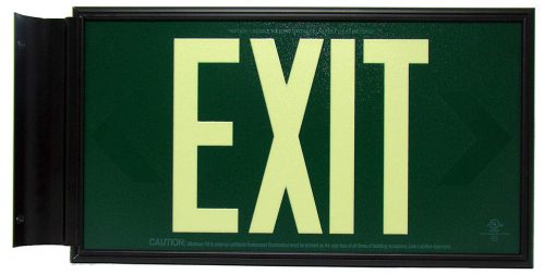 EXIT Sign. Green, 50 Feet, Double Sided with Black Frame & Black Mount (50G-DBB) Cable Protector Works - Elasco Wheel Chocks, Cable Protectors and Cable Ramps Cable Protectors