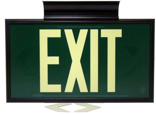 EXIT Sign. Green, 50 Feet, Double Sided with Black Frame & Black Mount (50G-DBB) Cable Protector Works - Elasco Wheel Chocks, Cable Protectors and Cable Ramps Cable Protectors