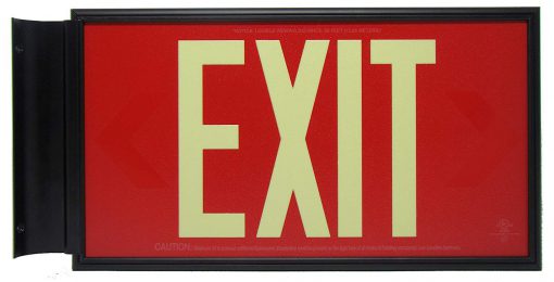 EXIT Sign. Red, 50 Feet, Double Sided with Black Frame & Black Mount (50R-DBB) Cable Protector Works - Elasco Wheel Chocks, Cable Protectors and Cable Ramps Cable Protectors