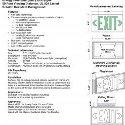 Glow in The Dark Emergency EXIT Signs Non Electric UL Listed Industrial Grade PhotoLuminescent Red  Feet R DB BHLJRZ