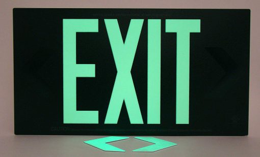 EXIT Sign. Red, 50 Feet, Double Sided with Black Frame & Black Mount (50R-DBB) Cable Protector Works - Elasco Wheel Chocks, Cable Protectors and Cable Ramps Cable Protectors