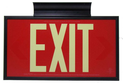 EXIT Sign. Red, 50 Feet, Double Sided with Black Frame & Black Mount (50R-DBB) Cable Protector Works - Elasco Wheel Chocks, Cable Protectors and Cable Ramps Cable Protectors