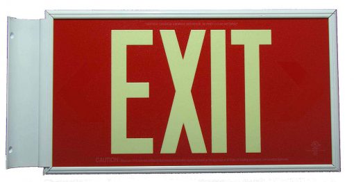 EXIT Sign. Red, 50 Feet, Double Sided with White Frame & White Mount (50R-DWW) Cable Protector Works - Elasco Wheel Chocks, Cable Protectors and Cable Ramps Cable Protectors