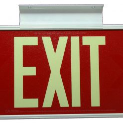 EXIT Sign. Red, 50 Feet, Double Sided with White Frame & White Mount (50R-DWW) Cable Protector Works - Elasco Wheel Chocks, Cable Protectors and Cable Ramps Cable Protectors