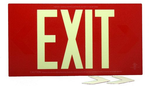 Glow in The Dark Emergency EXIT Signs Non Electric UL Listed Industrial Grade PhotoLuminescent Red  Feet R S BHLKDDC