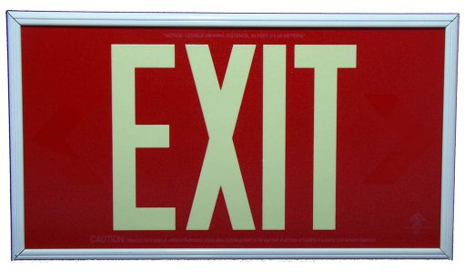 EXIT Sign. Red, 50 Feet, Single Sided with White Frame & no Mount (50R-SW-) Cable Protector Works - Elasco Wheel Chocks, Cable Protectors and Cable Ramps Cable Protectors