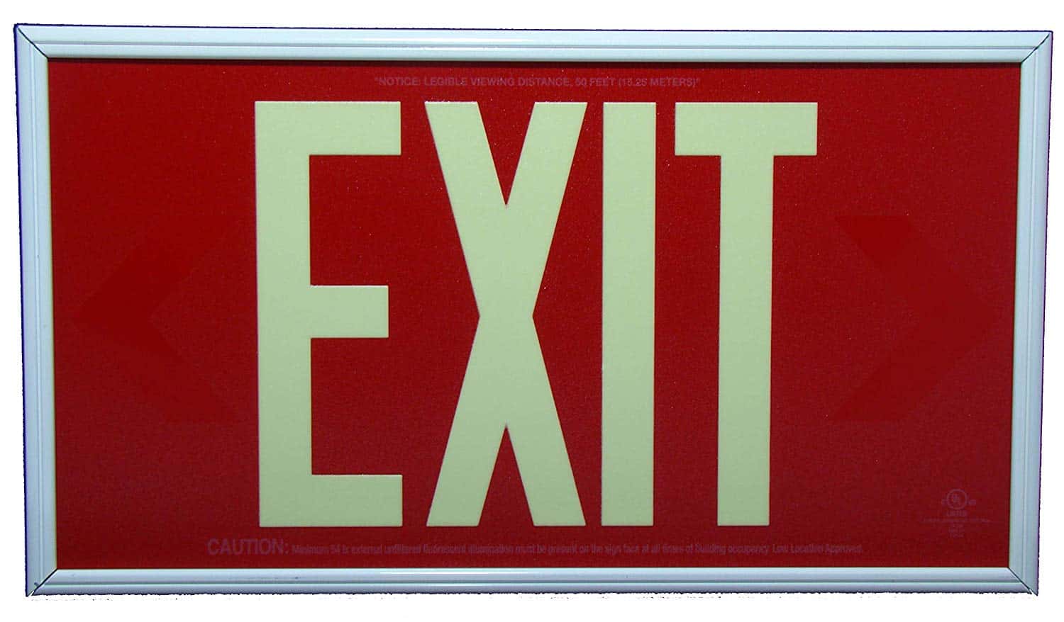 Glow in The Dark EXIT Sign One-Sided 50ft Framed 