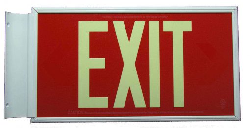 EXIT Sign. Red, 50 Feet, Single Sided with White Frame & White Mount (50R-SWW) Cable Protector Works - Elasco Wheel Chocks, Cable Protectors and Cable Ramps Cable Protectors