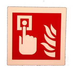 Press Alarm Button with Fire 6" x 6" Square – Glow in The Dark Emergency Fire Safety Sign Cable Protector Works - Elasco Wheel Chocks, Cable Protectors and Cable Ramps Cable Protectors