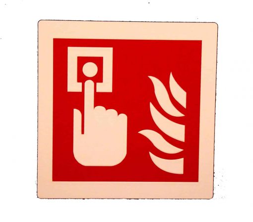 Press Alarm Button with Fire 6" x 6" Square – Glow in The Dark Emergency Fire Safety Sign Cable Protector Works - Elasco Wheel Chocks, Cable Protectors and Cable Ramps Cable Protectors